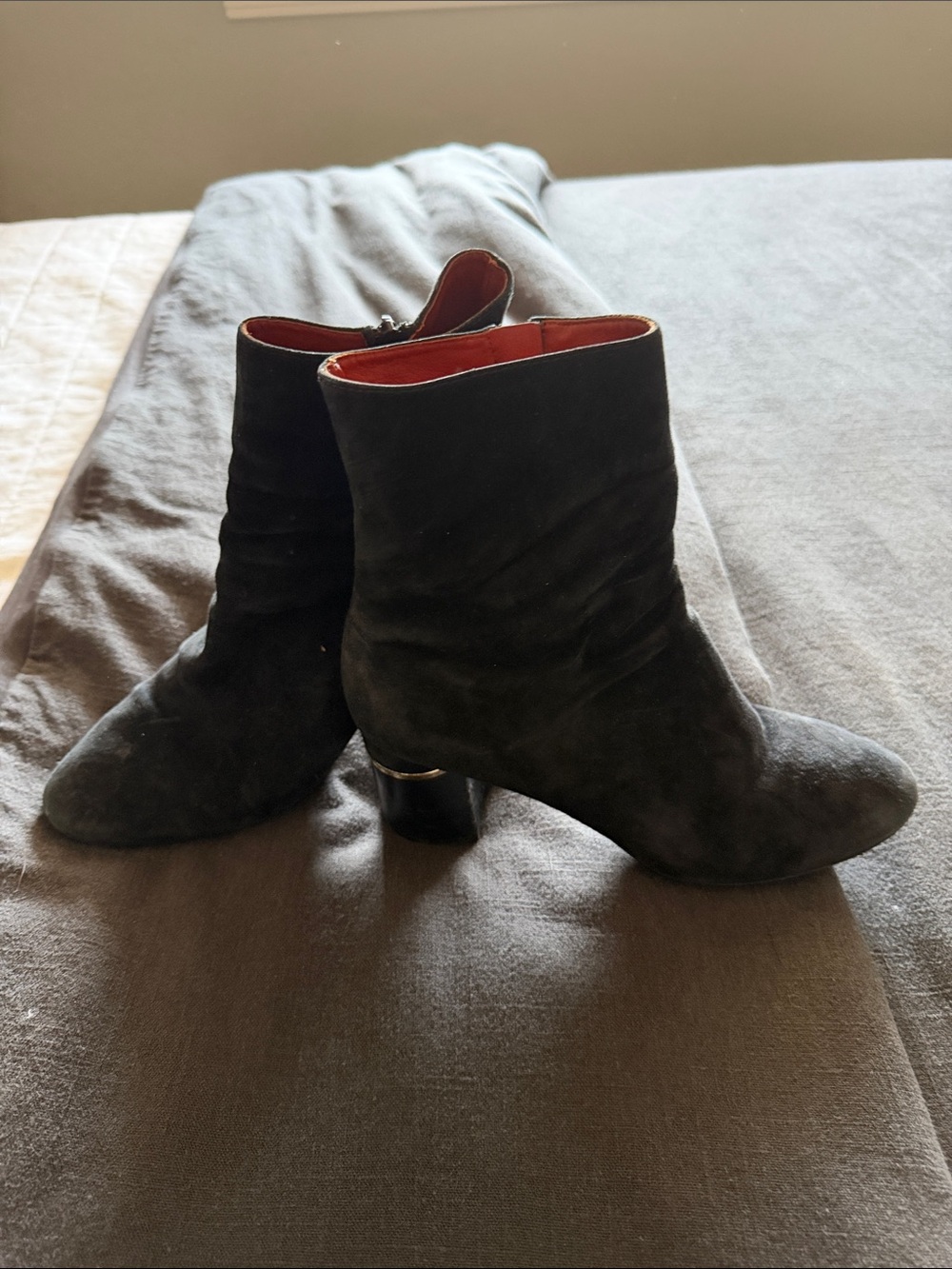 3.1 Phillip Lim Black Suede Ankle Boots with Block Heel
